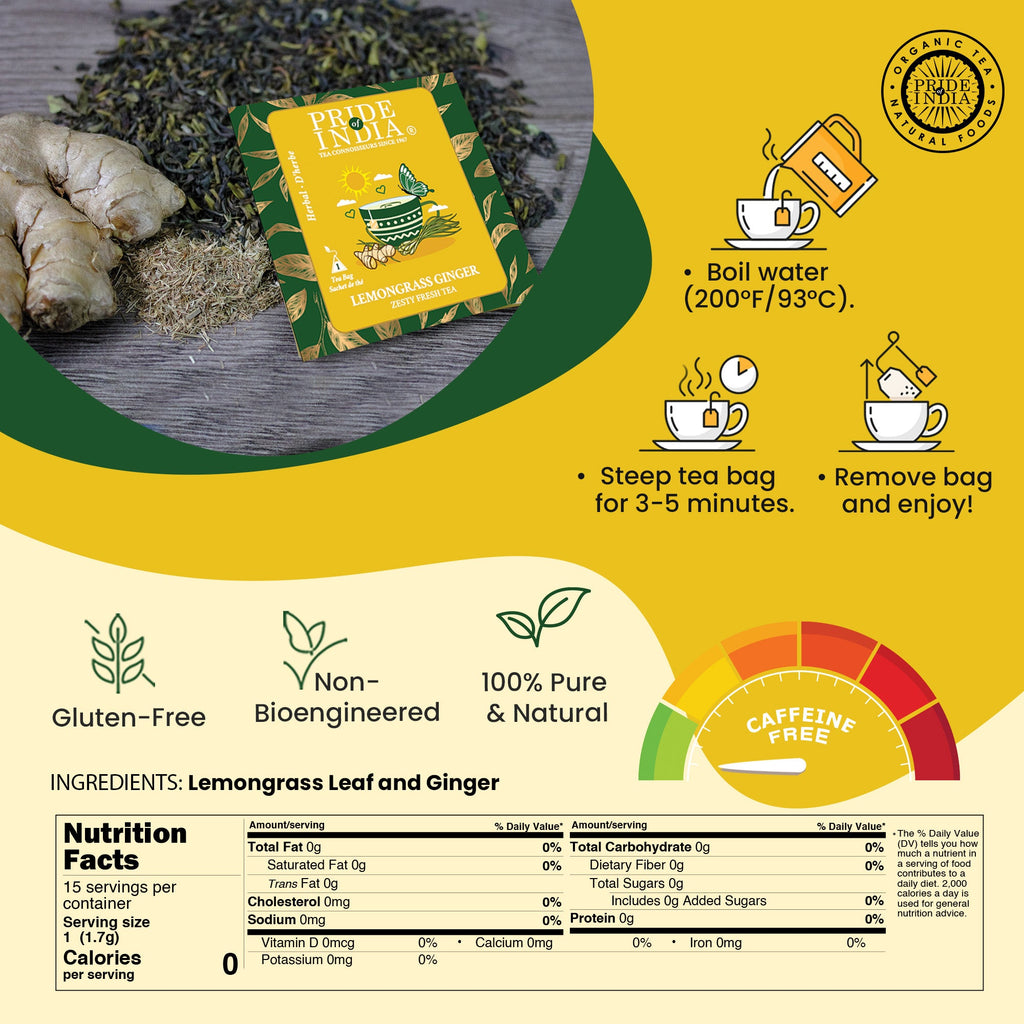 Lemongrass Ginger - Zesty Fresh Tea Bags