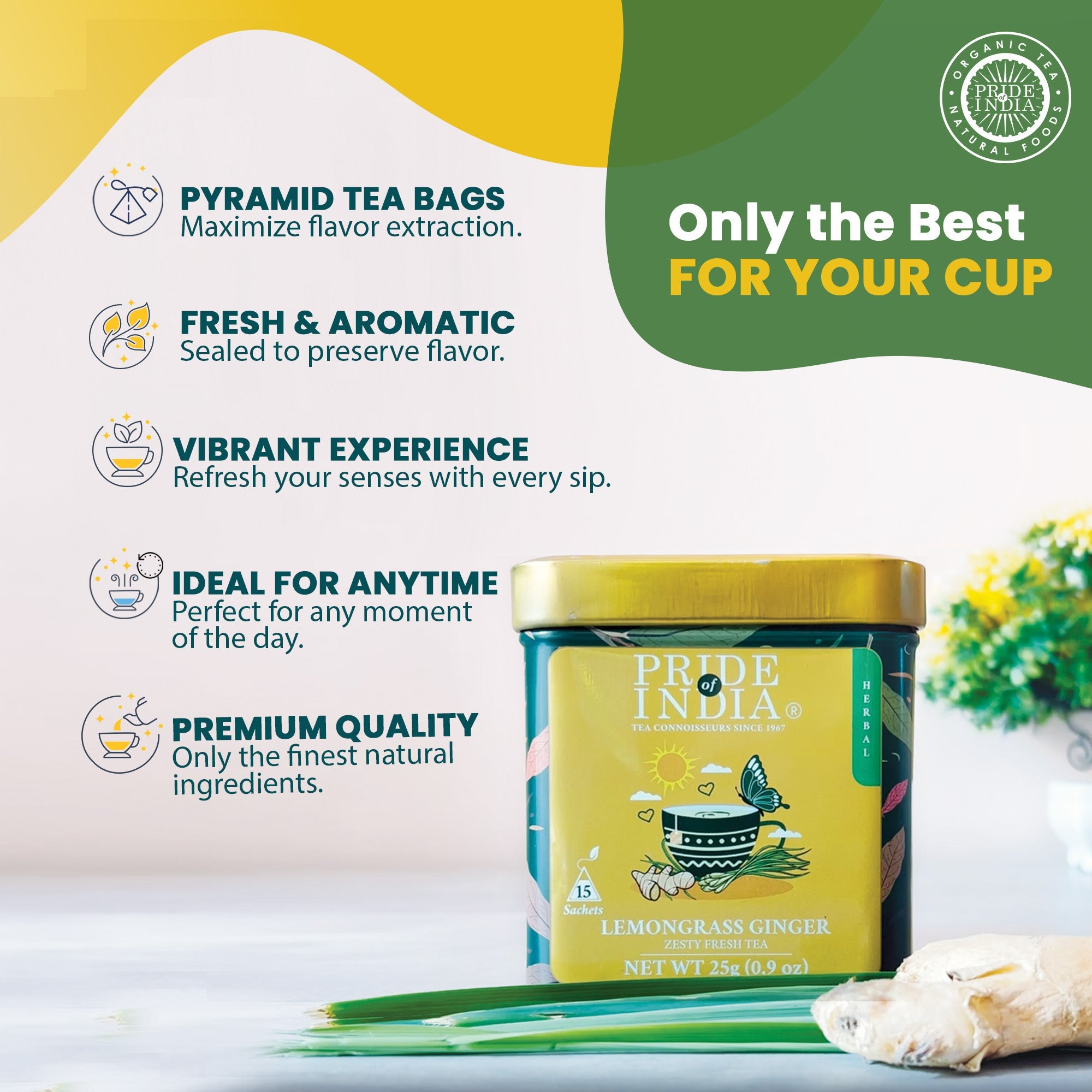 Lemongrass Ginger - Zesty Fresh Tea Bags