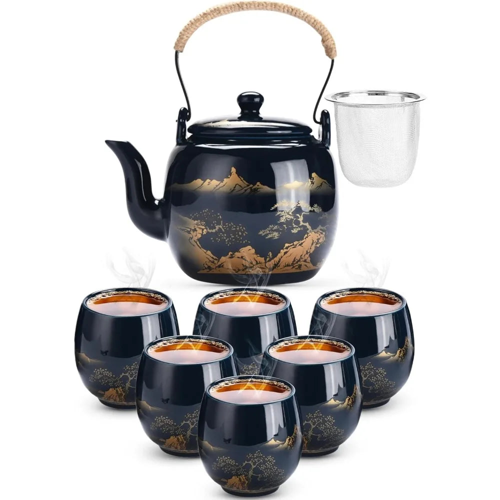 Elegant Porcelain Teapot & Cup Set