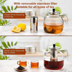 Large Glass Teapot w/ Infuser (1500ml)