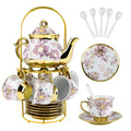 Floral Porcelain Tea Set with Stand