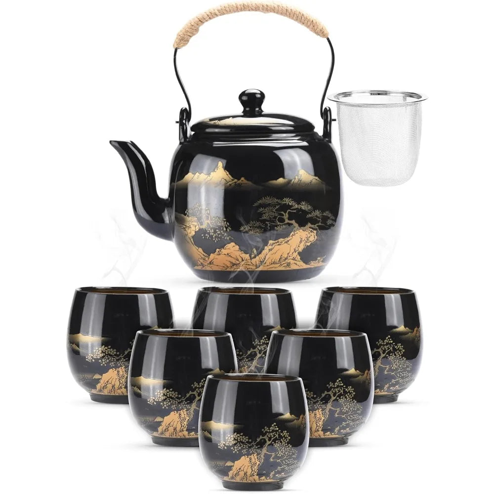 Elegant Porcelain Teapot & Cup Set