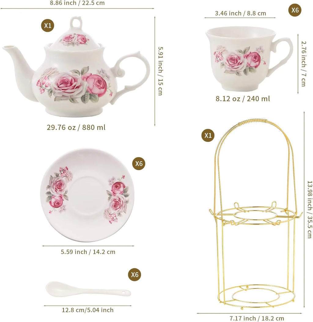 Gold Rack Porcelain Tea Set (20pc)