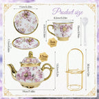 Floral Porcelain Tea Set with Stand