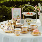 20pc Gold Flower Porcelain Tea Set