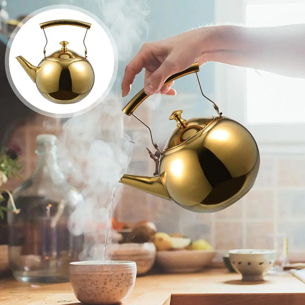 Gold Stainless Steel Tea Kettle (2L)