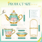Floral Porcelain Tea Set with Holder