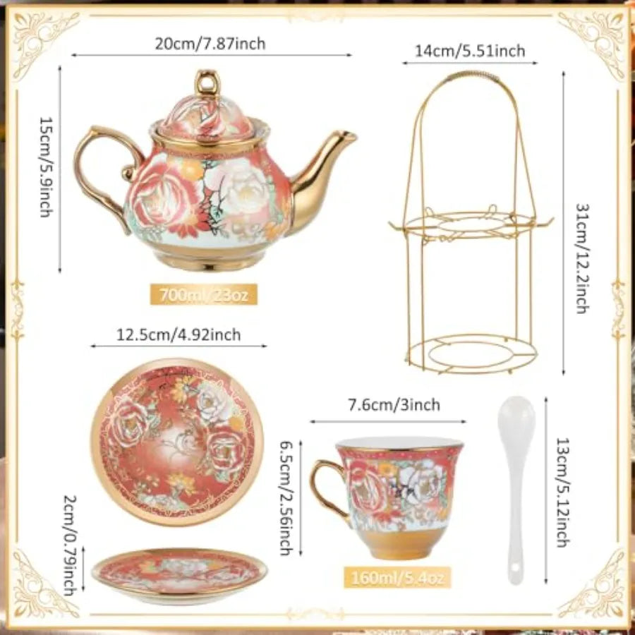 Zhehao Flower Tea Set with Spoon (20pc)