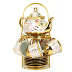 20pc Gold Flower Porcelain Tea Set