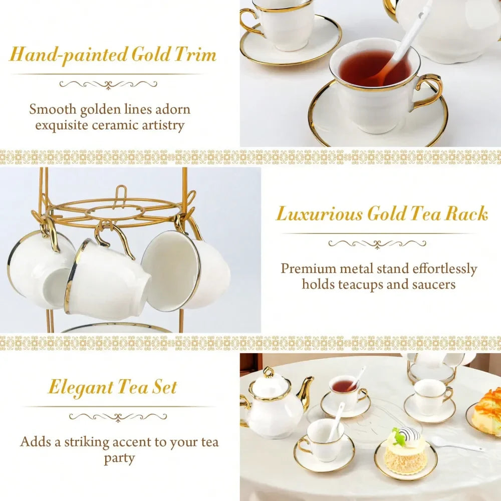 European Gold Flower Tea Set (20pc)
