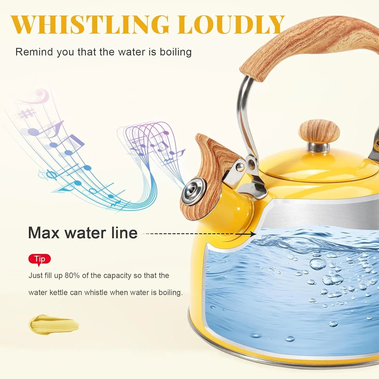 Stainless Steel Whistling Kettle (2.6QT)