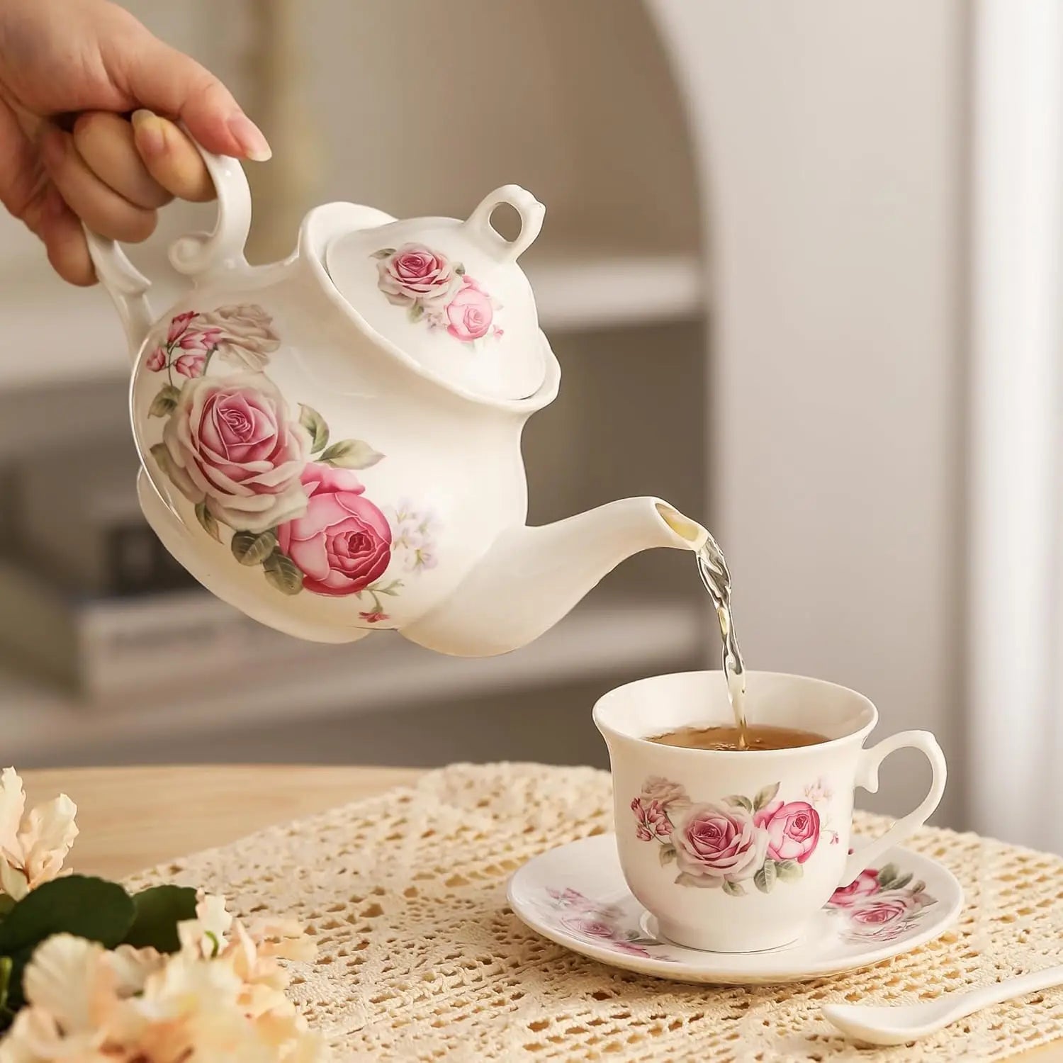 Gold Rack Porcelain Tea Set (20pc)