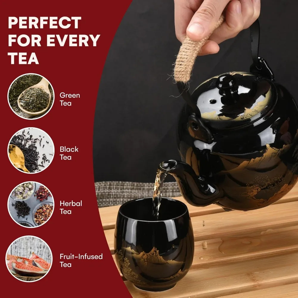 Elegant Porcelain Teapot & Cup Set