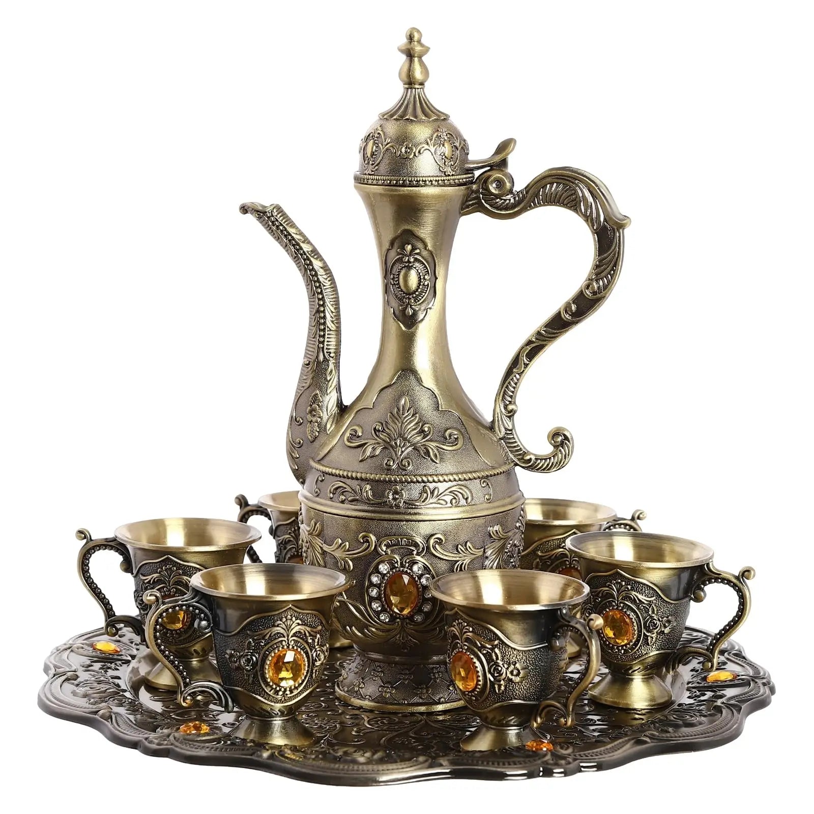Vintage Turkish Tea Set with Pot (6 Cups)