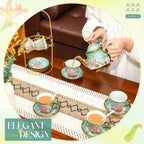 Floral Porcelain Tea Set with Holder